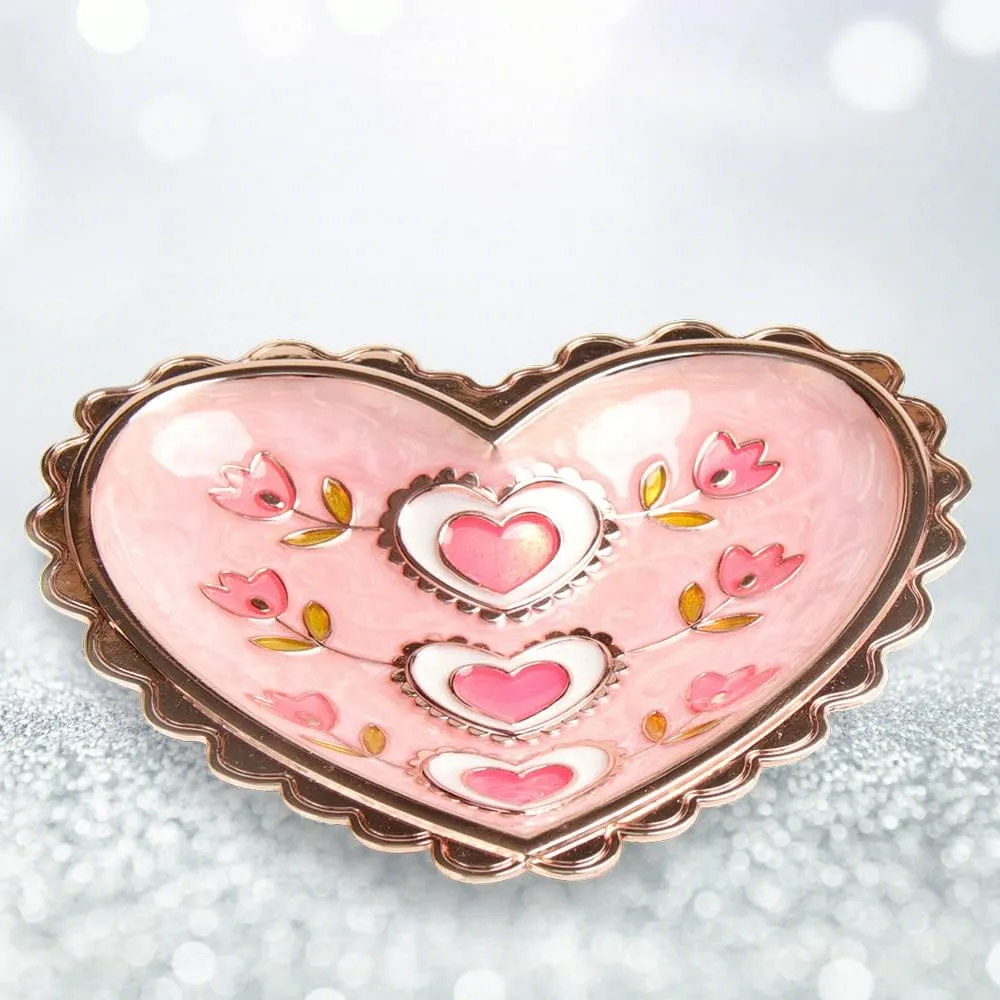 LASODY Rose Heart Jewelry Tray Ring Dish Ring Holder Display Organizer -Keepsake Box for Women