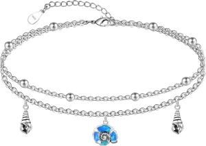 Layered Anklet 925 Sterling Silver Animal Ankle Bracelet Beach Anklet Whale Turtle Anklet Adjustable Beach Ankle Mother's Day Jewelry for Women