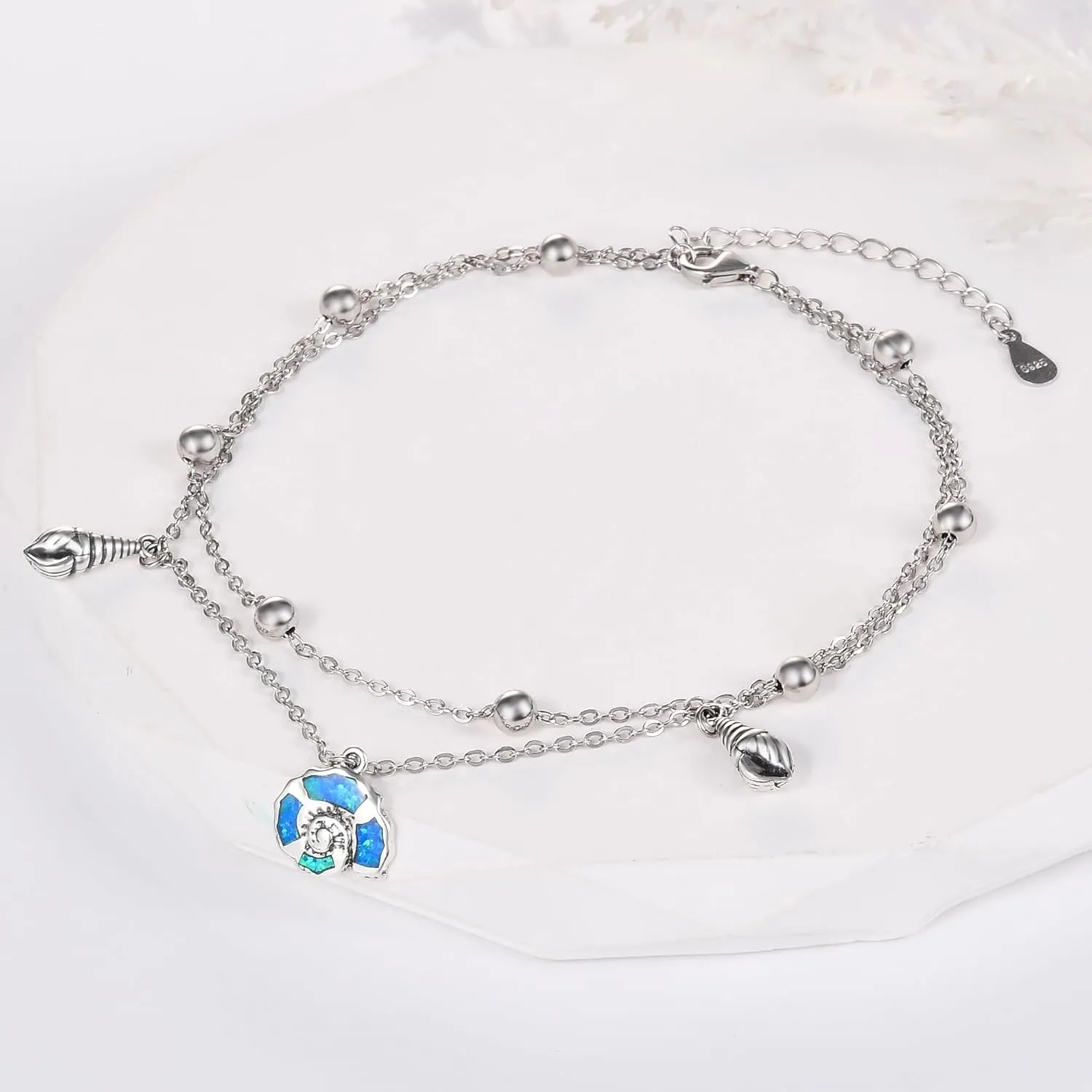Layered Anklet 925 Sterling Silver Animal Ankle Bracelet Beach Anklet Whale Turtle Anklet Adjustable Beach Ankle Mother's Day Jewelry for Women