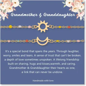 LINY Matching Grandmother and Granddaughter Bracelets for 2, Sun and Moon Gifts for Granddaughter Grandmother Christmas Birthday Gift, Grandmother and Granddaughter Gifts