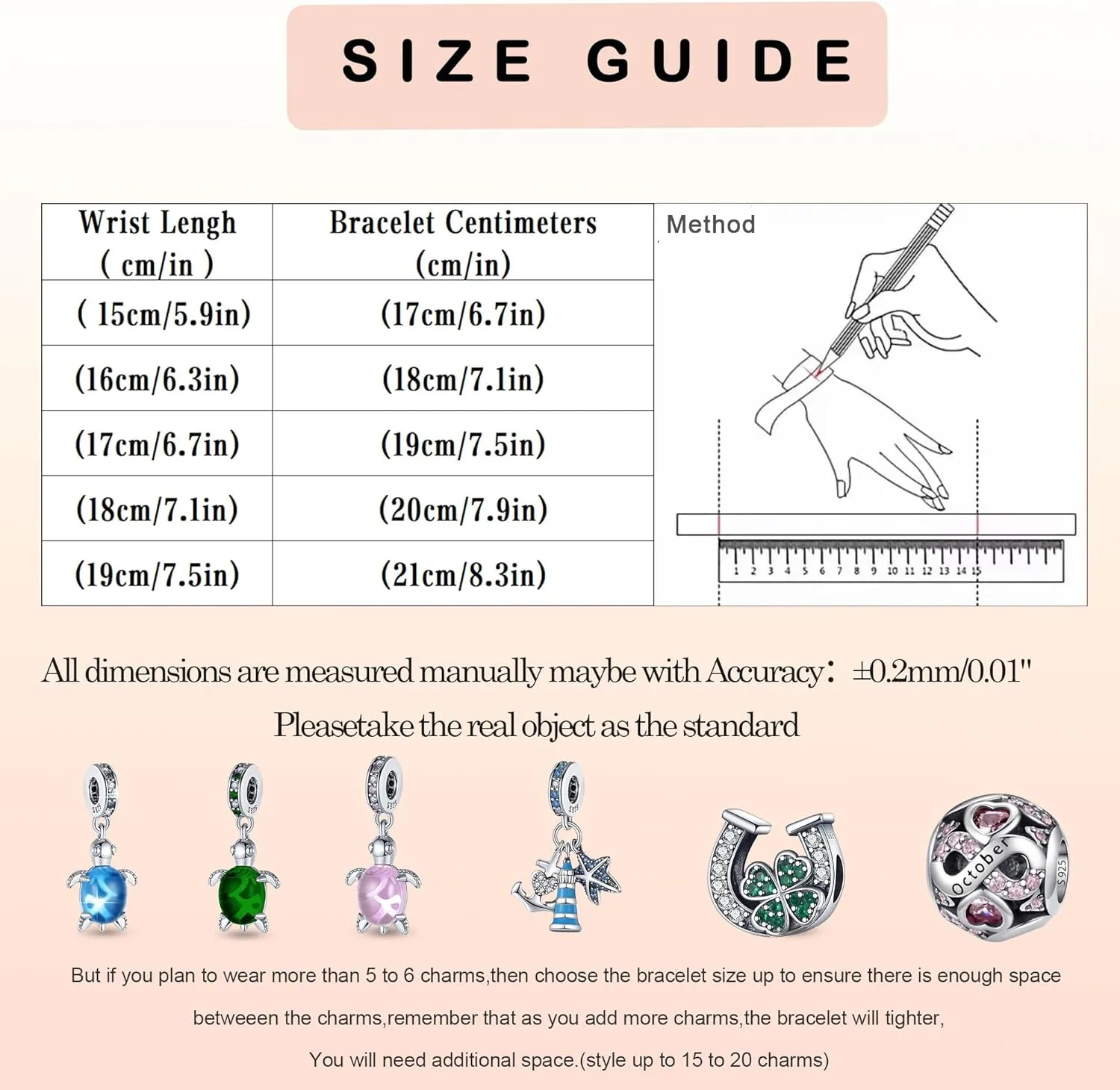 LNQOBU 925 Sterling Silver Snake Chain Bracelet Glossy Women Charm Bracelets for Mother's Day Gift(With one Spacer Beads)