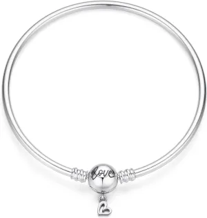 LNQOBU 925 Sterling Silver Snake Chain Bracelet Glossy Women Charm Bracelets for Mother's Day Gift(With one Spacer Beads)