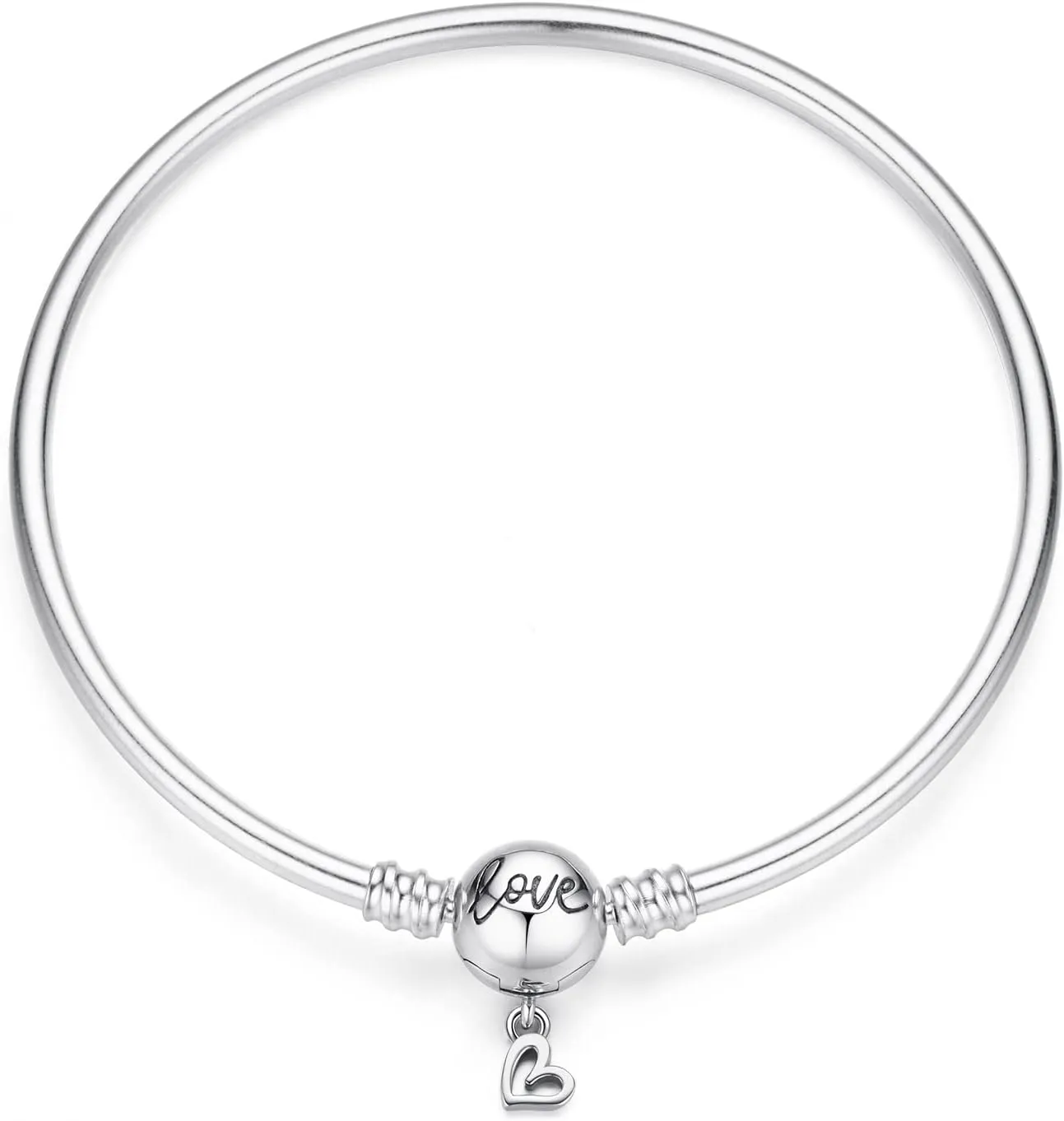 LNQOBU 925 Sterling Silver Snake Chain Bracelet Glossy Women Charm Bracelets for Mother's Day Gift(With one Spacer Beads)
