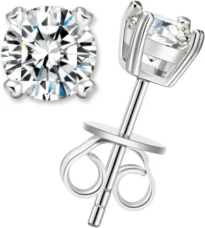 LOVE&LOVE Moissanite Stud Earrings,1CT/2CT Imitation Diamond Earrings,Heart Earrings for Women,18K White Gold Plated Sterling Silver,Jewelry Gift for Her Him Birthday Anniversary Graduation