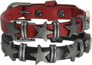 LUBINGSHINE Punk Leather Cuff Bracelet Alloy Star Studded Bracelets Belt Buckle Gothic Leather Wristband for Men Women