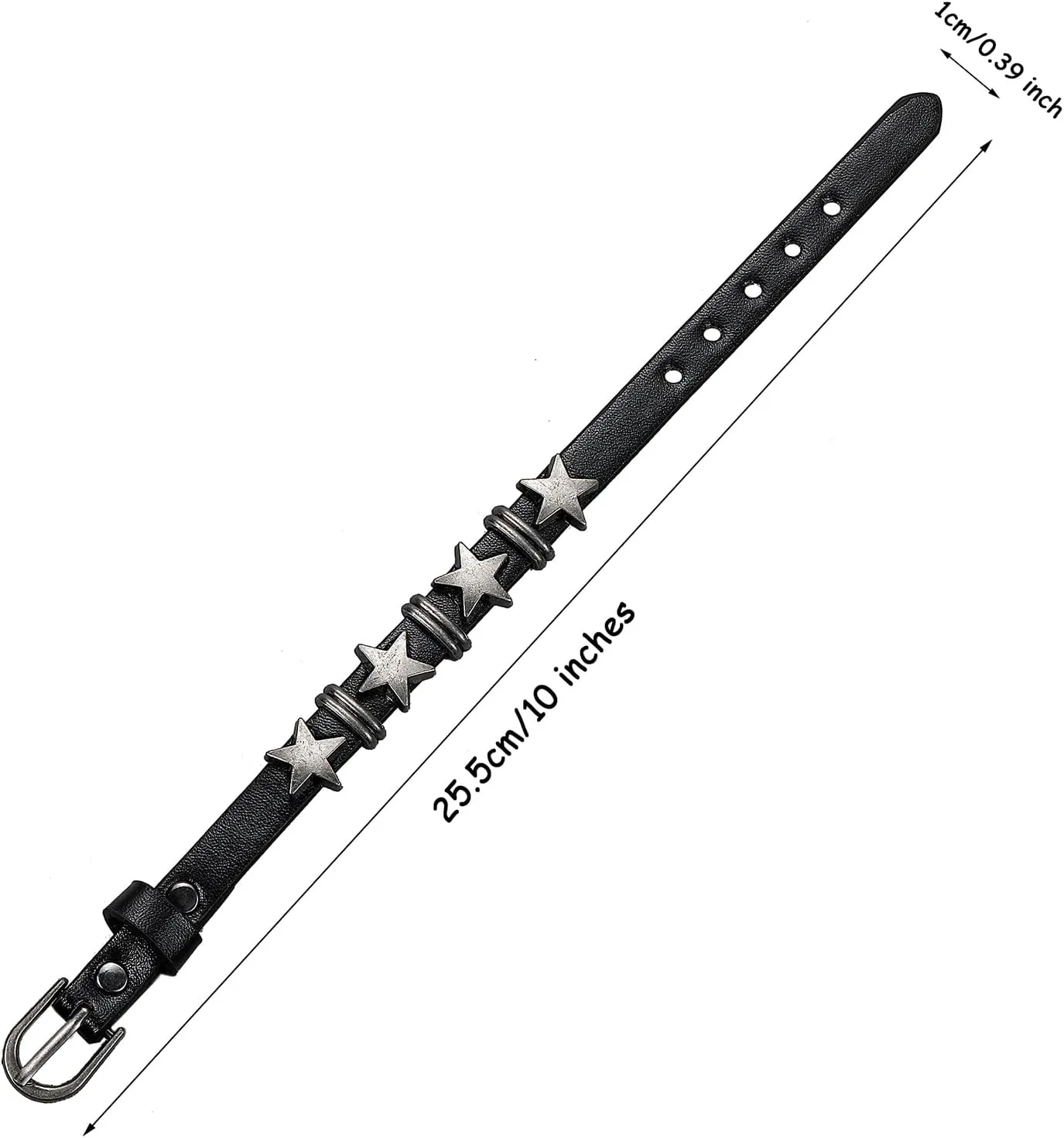LUBINGSHINE Punk Leather Cuff Bracelet Alloy Star Studded Bracelets Belt Buckle Gothic Leather Wristband for Men Women