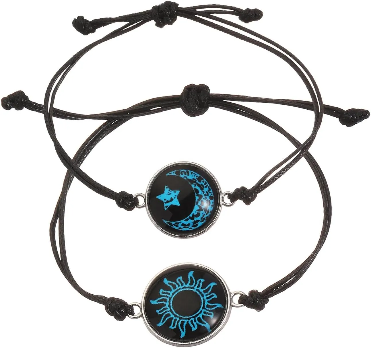 Luminous Sun and Moon Star Bracelets Coupples BFF Bracelet Matching Braided Bracelet for Love Glow in the Dark Jewelry