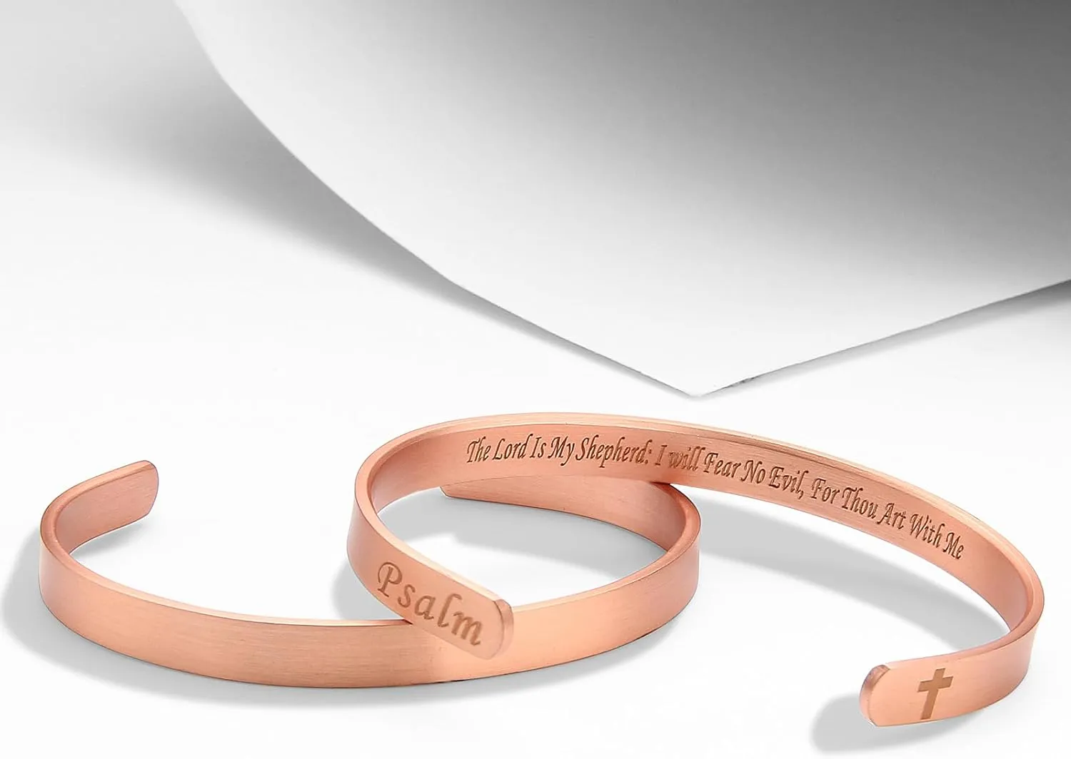 MagEnergy Cross Copper Bracelet for Men Women Engraved Quote Religious Cuff Bracelet Solid Copper Faith Christian Bible Verse Quotes