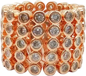 Magic 2-in-1 Folding Retractable Ring Bracelet Stainless Steel Bracelet Telescopic Rings Change Bracelets Engagement Wedding Ring (Rose Gold-2)