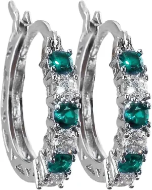 MALOYANVE Crystal Hoop Earrings for Women Sparkly Sterling Silver U Shaped Cubic Zirconia Lightweight Huggie Earrings Birthday Wedding Valentine's Day Jewelry