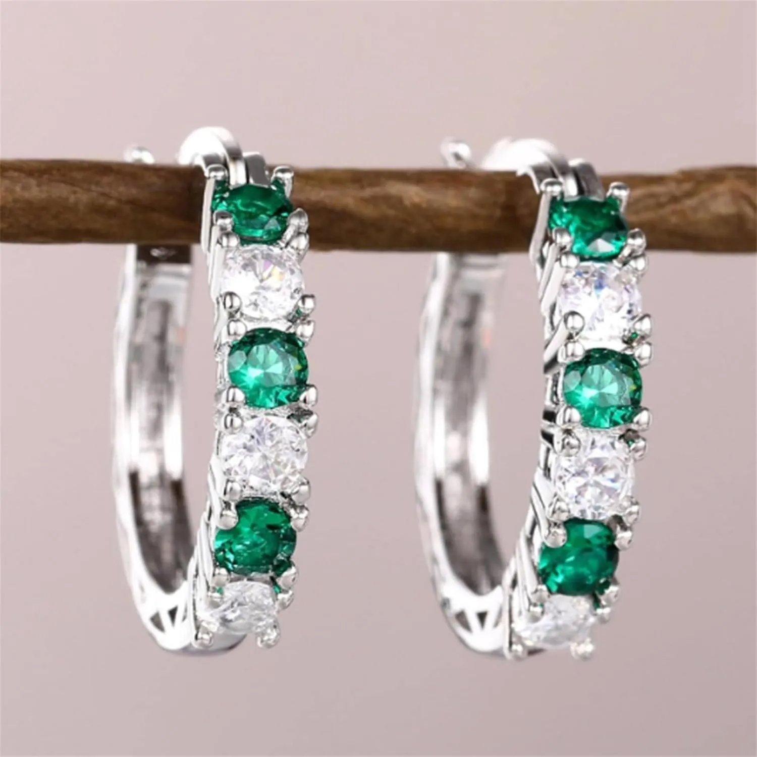 MALOYANVE Crystal Hoop Earrings for Women Sparkly Sterling Silver U Shaped Cubic Zirconia Lightweight Huggie Earrings Birthday Wedding Valentine's Day Jewelry