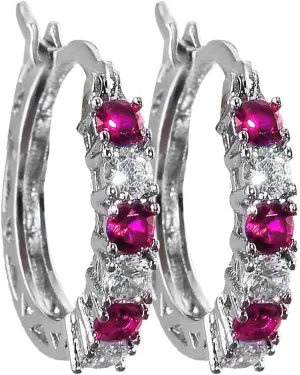 MALOYANVE Crystal Hoop Earrings for Women Sparkly Sterling Silver U Shaped Cubic Zirconia Lightweight Huggie Earrings Birthday Wedding Valentine's Day Jewelry