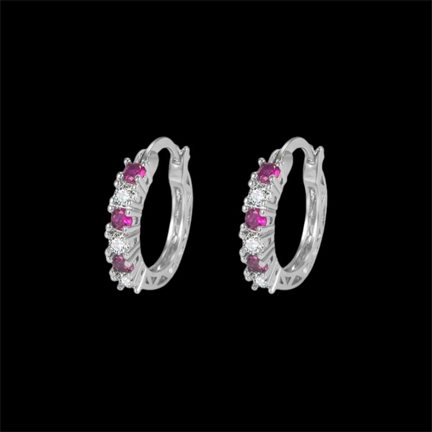 MALOYANVE Crystal Hoop Earrings for Women Sparkly Sterling Silver U Shaped Cubic Zirconia Lightweight Huggie Earrings Birthday Wedding Valentine's Day Jewelry