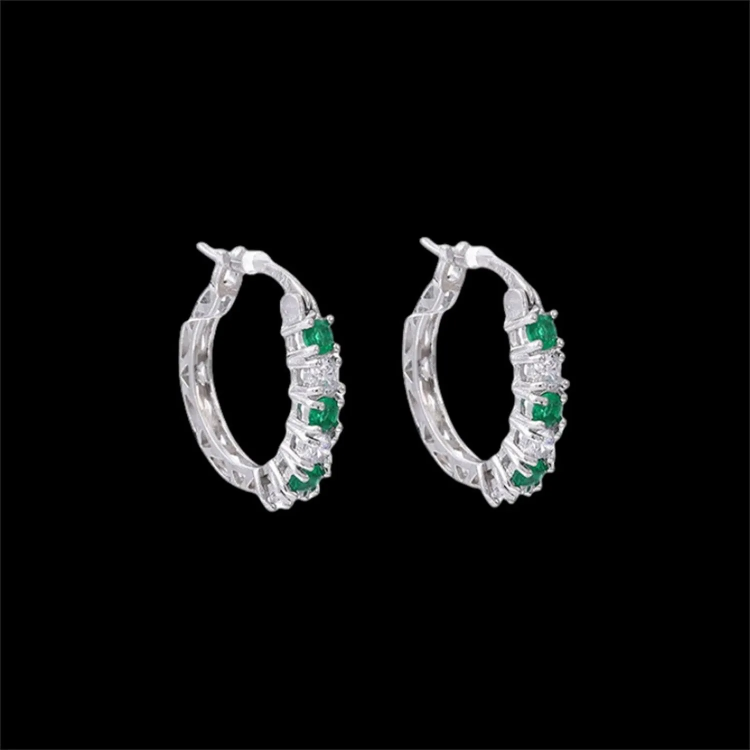MALOYANVE Crystal Hoop Earrings for Women Sparkly Sterling Silver U Shaped Cubic Zirconia Lightweight Huggie Earrings Birthday Wedding Valentine's Day Jewelry