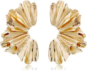 MALOYANVE Gold Statement Earrings for Women Exaggerated Large Geometric Bohemian Metal Leaf Flower Dangling Stud Earrings Jewelry Gifts