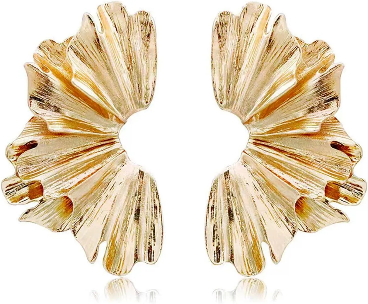 MALOYANVE Gold Statement Earrings for Women Exaggerated Large Geometric Bohemian Metal Leaf Flower Dangling Stud Earrings Jewelry Gifts