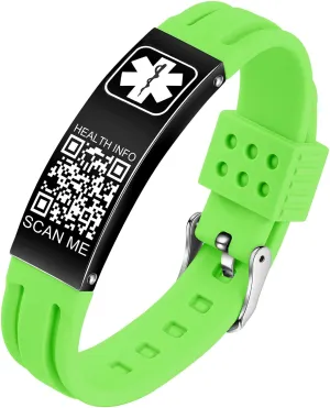 Medical Bracelets for Men Women with QR Code Medical Alert ID Bracelets for Sport Travel - Silicone Waterproof Wristband Fits Wrists Up to 8 inches - More Space Custom Emergency Medic ID Alert Information