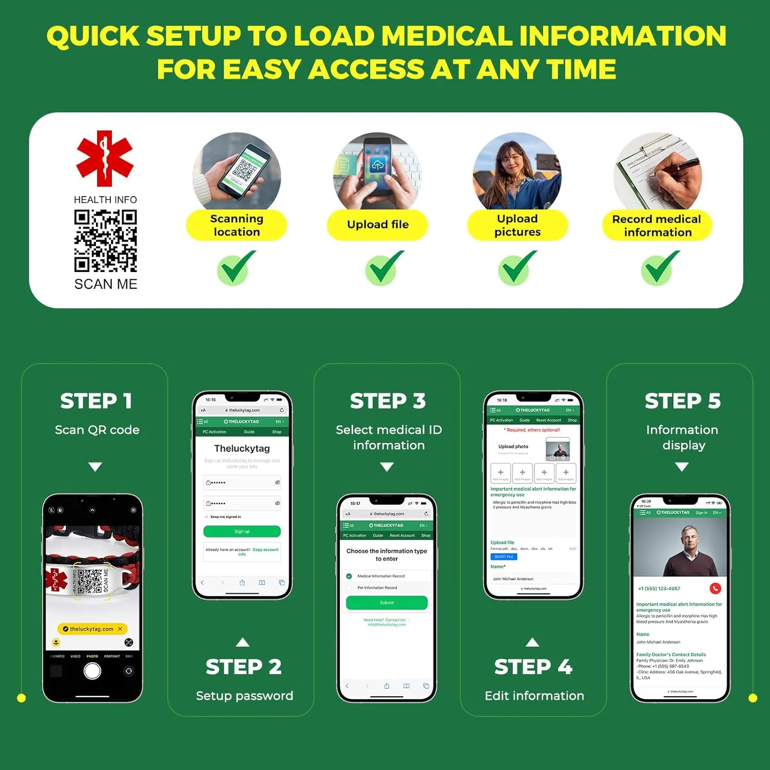 Medical Bracelets for Sport Men Women with QR Code Medical Alert ID Bracelets - Nylon Waterproof Wristband Fits Wrists Up to 7 inches - More Space Custom Emergency Med ID Alert Info