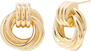 Meg Knot Earrings - Statement Stud Earrings  Hypoallergenic 14K Gold Brass - Water-Resistant & Tarnish Free Earrings- Gold Earrings - Women's Everyday Earrings