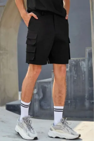 Men Flap Pocket Patched Shorts