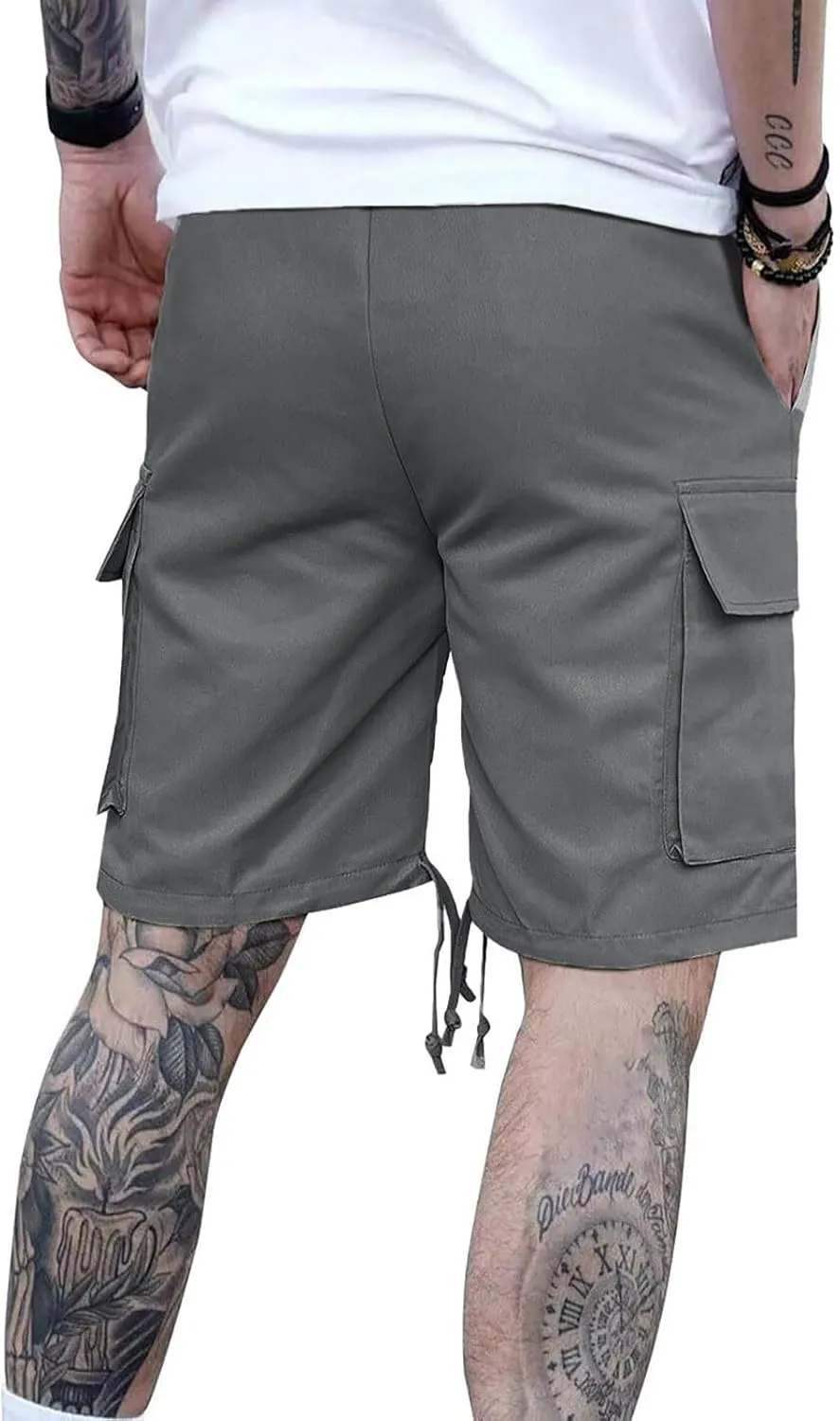 Mens Cargo Shorts 2025 Elastic Drawstring Waist Twill Summer Shorts Classic-fit Hiking Cargo Pants with 4 Pockets