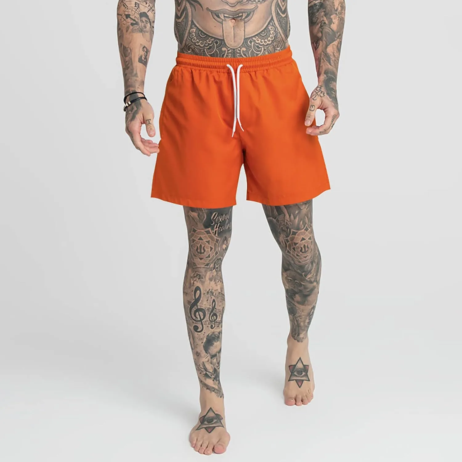 Men's Drawstring Sports Shorts with Pockets Casual Mid Waist Elastic Waistband Workout Exercise Running Shorts