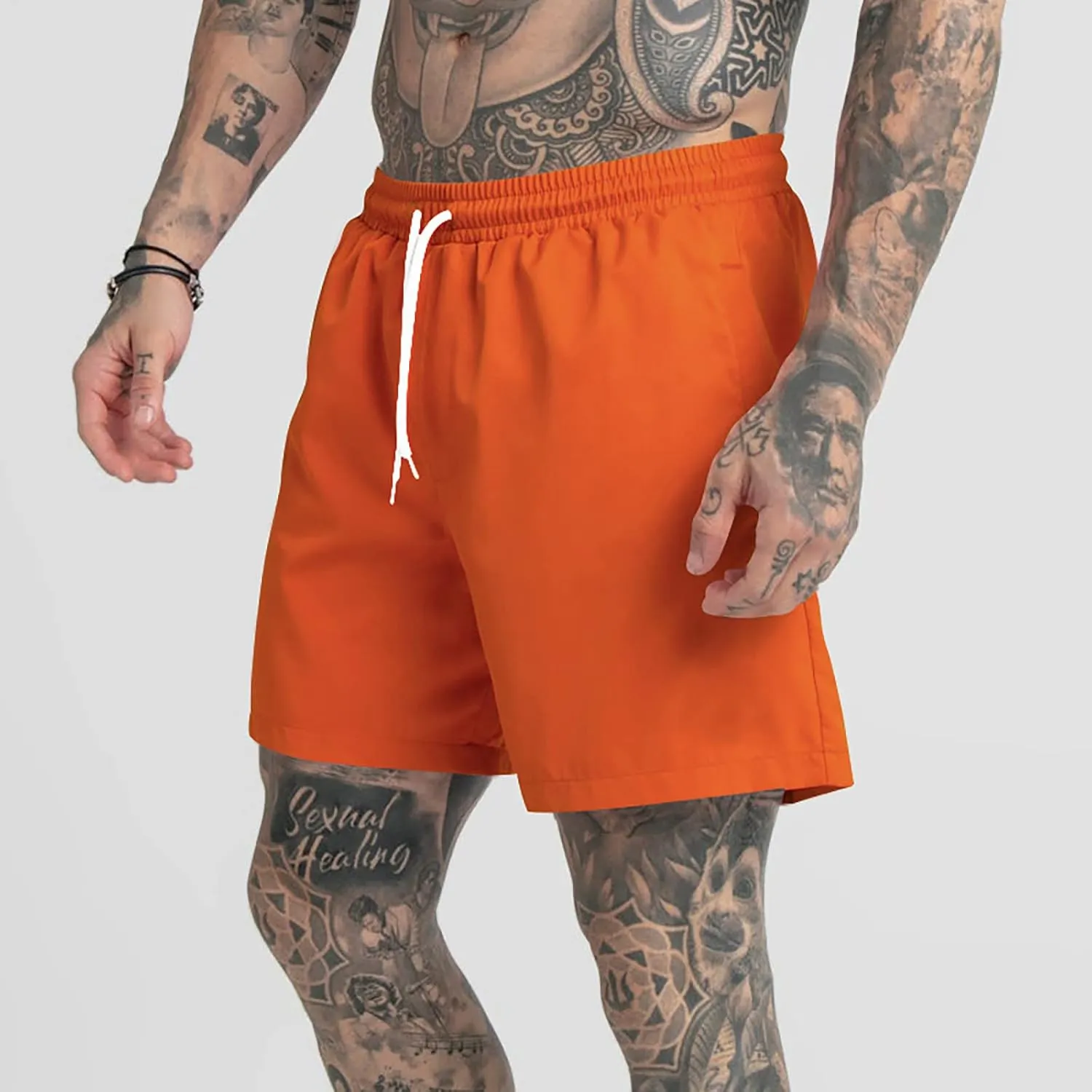 Men's Drawstring Sports Shorts with Pockets Casual Mid Waist Elastic Waistband Workout Exercise Running Shorts