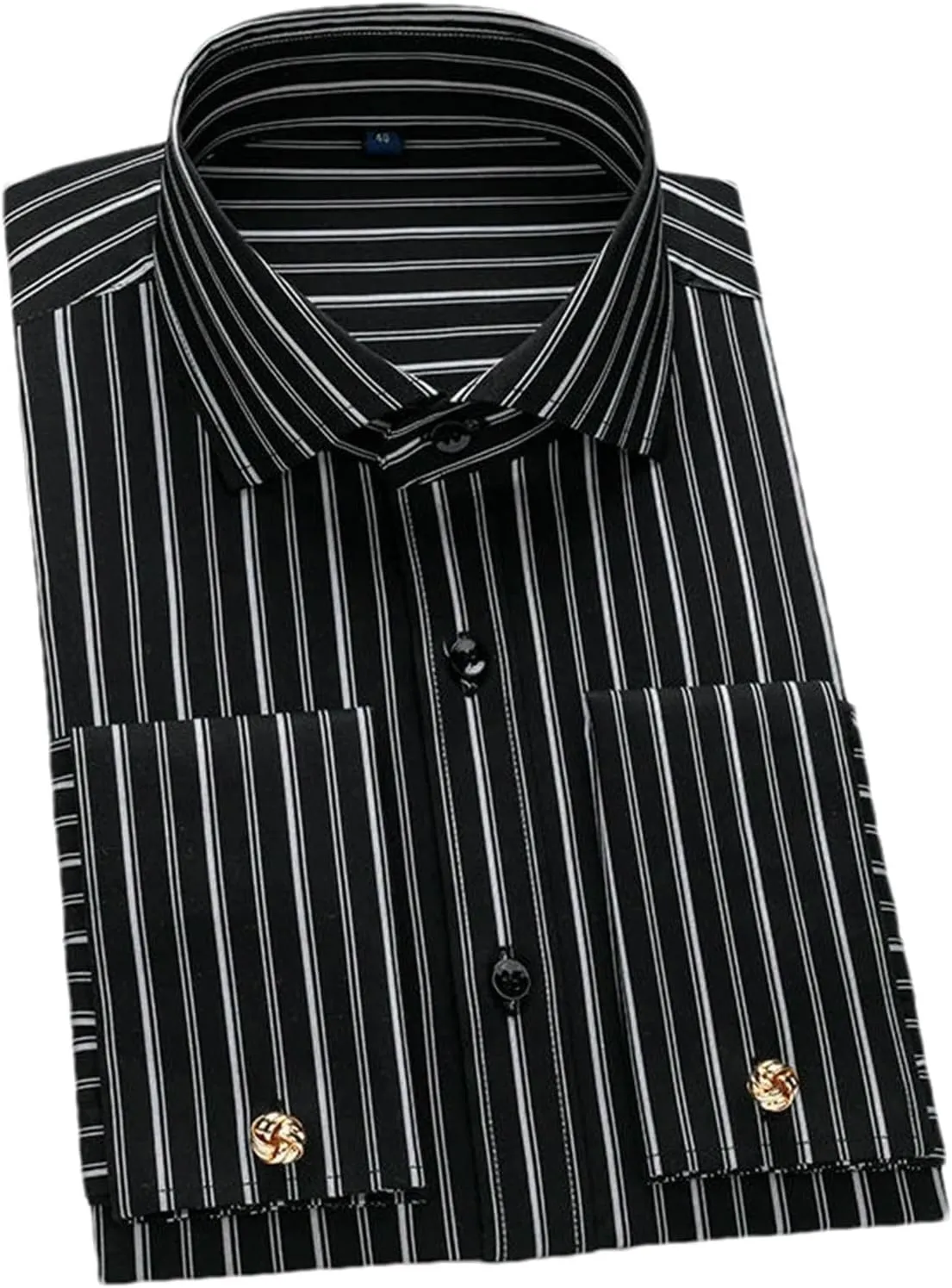 Men's French Cufflinks Shirt Long Sleeved Striped Comfortable Modal Fabric Business Formal Windsor Collar Shirt