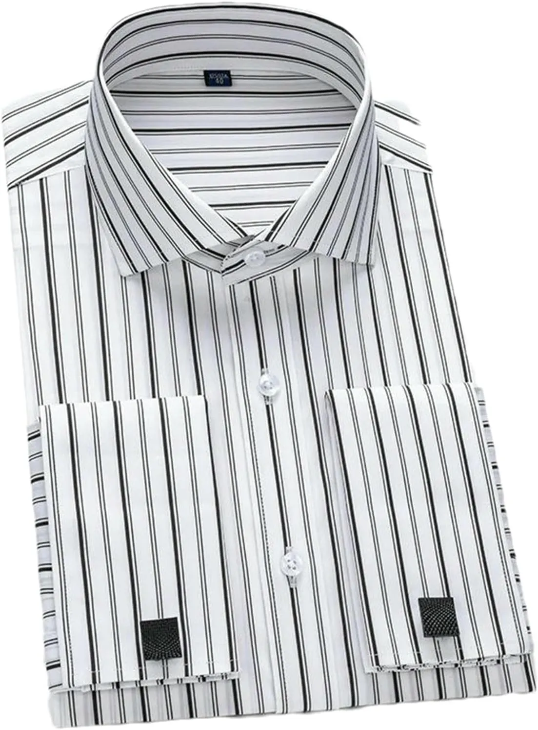 Men's French Cufflinks Shirt Long Sleeved Striped Comfortable Modal Fabric Business Formal Windsor Collar Shirt