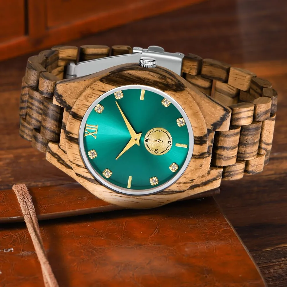 Men's Handmade Wooden Watches Mens Lightweight Analog Quartz Wood Mens Wrist Watch