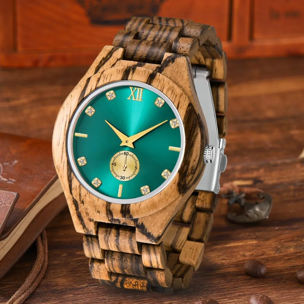 Men's Handmade Wooden Watches Mens Lightweight Analog Quartz Wood Mens Wrist Watch
