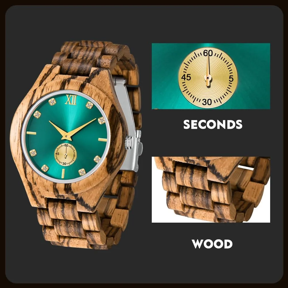 Men's Handmade Wooden Watches Mens Lightweight Analog Quartz Wood Mens Wrist Watch