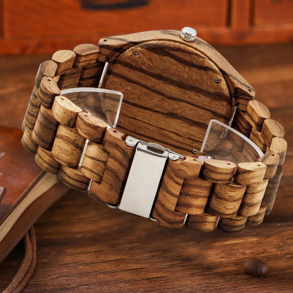 Men's Handmade Wooden Watches Mens Lightweight Analog Quartz Wood Mens Wrist Watch