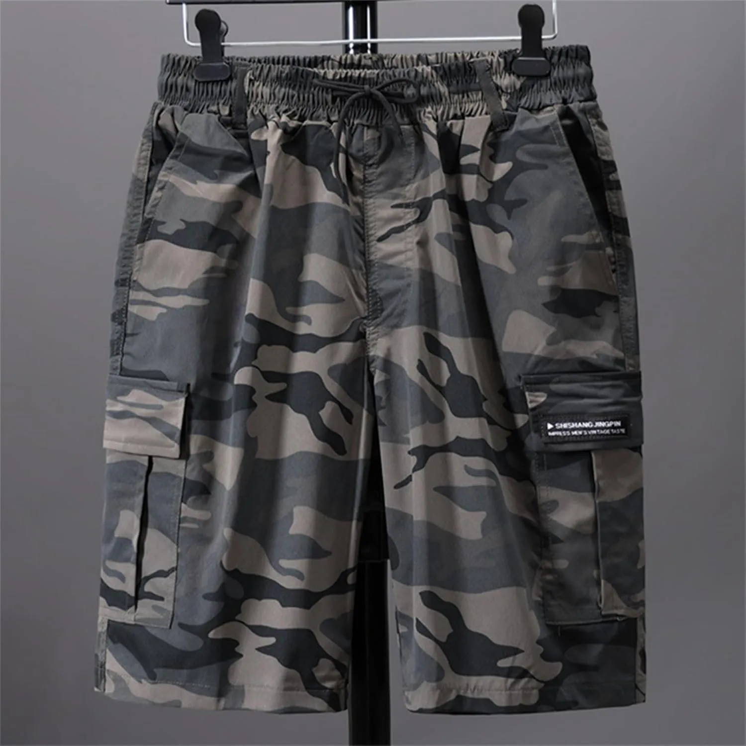 Men's Long Cargo Shorts Camouflage Casual Loose Fit Multi-Pockets Military Cargo Shorts Athletic Gym Workout Short