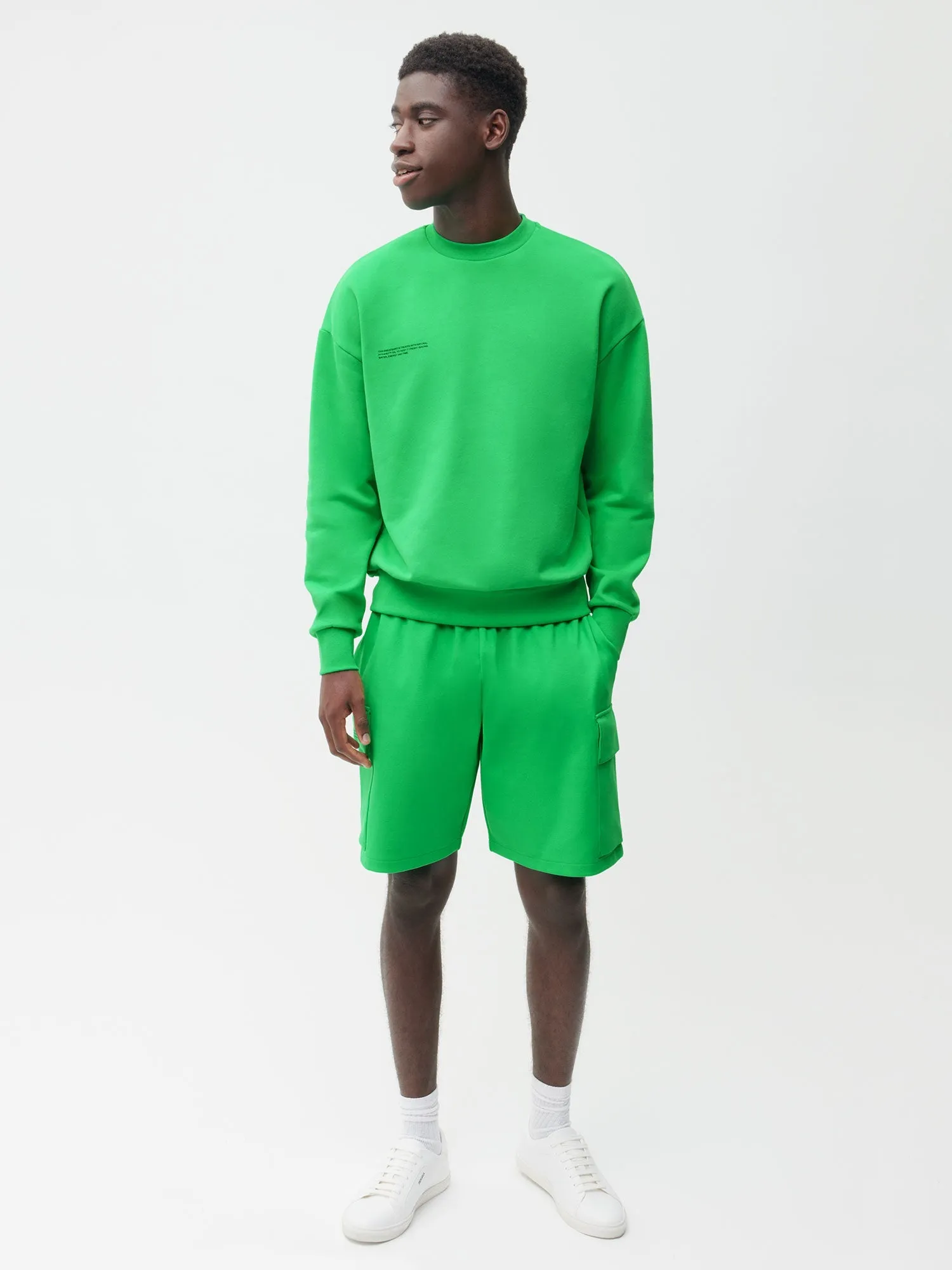 Mens Recycled Cotton Jersey Cargo Shorts—jade green