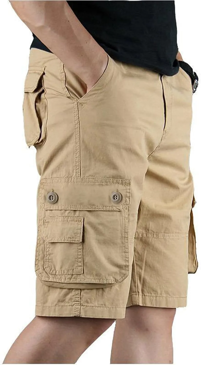 Mens Resort Wear 2025 Loose Fit Summer Cargo Shorts with Zipper Multi Pocket Outdoor Casual Lightweight Shorts