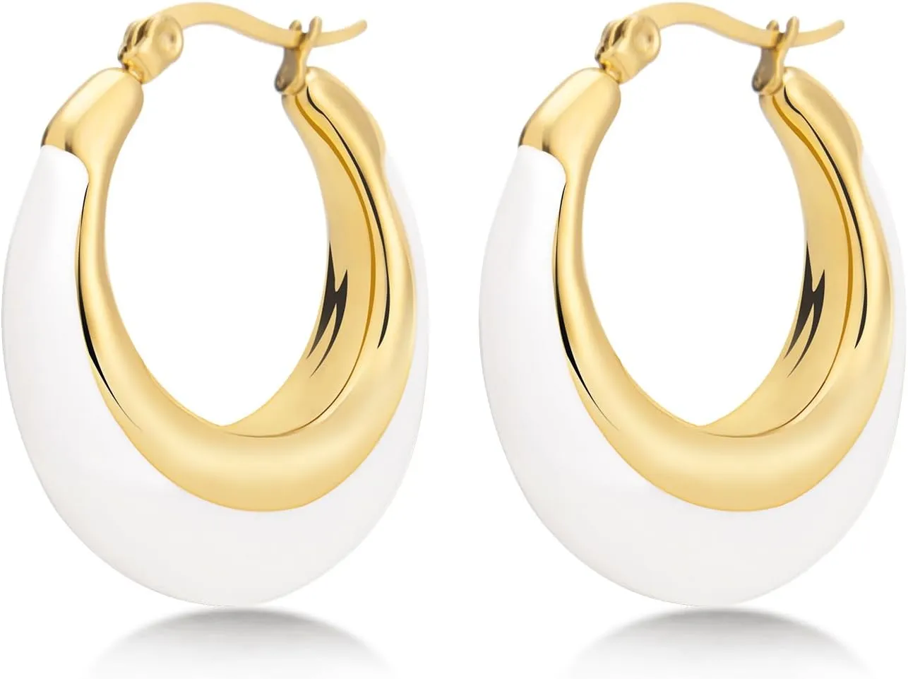 Milan Chiva Post Hoop Earrings for Women 14K Gold Plated Chunky Earrings Huggie Jewelry