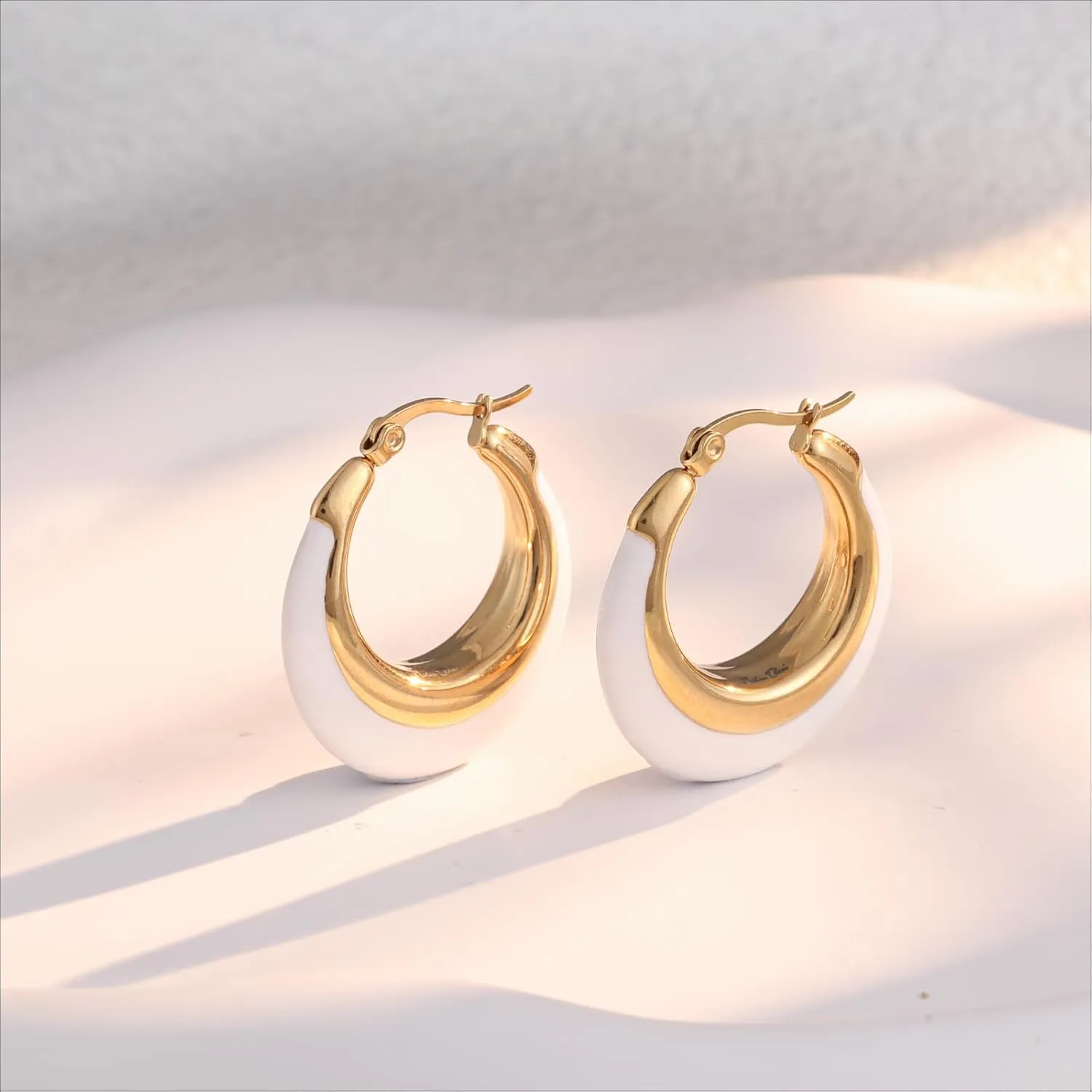 Milan Chiva Post Hoop Earrings for Women 14K Gold Plated Chunky Earrings Huggie Jewelry