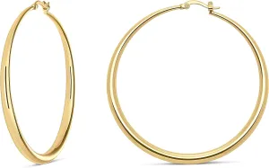 MILLA 14K Gold Hoop Earrings For Women, Silver Hoop Earrings & Rose Gold Earrings with Graduated Curvature