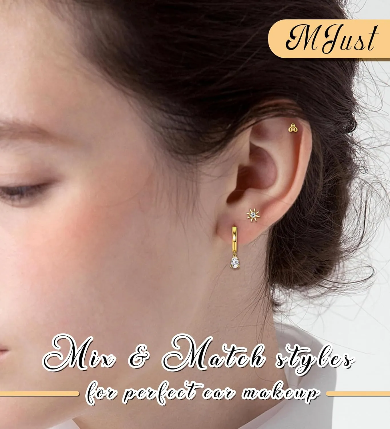 MJust 18 Pairs Womens Hypoallergenic Flat Back Stud Earrings, 20g Stainless Steel Earrings Sets for Men, Tiny Unisex Screw Back Cartilage Earrings.