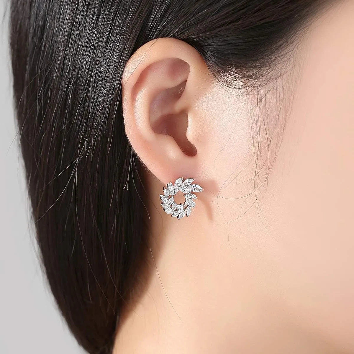 Moissanite Open Hoop Earrings for Women in 14K Gold, Gold Hypoallergenic Stud Earrings, Ideal for Evening Party