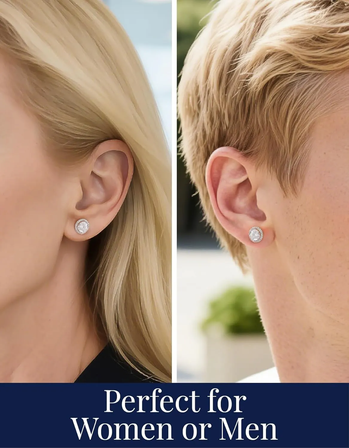 MomentWish Moissanite Earrings for Women, Gifts for Christmas, 1/2 Carat Moissanite Stud Earrings, D Color VVS1 Simulated Diamond 925 Sterling Silver Halo Earrings for Birthday Anniversary
