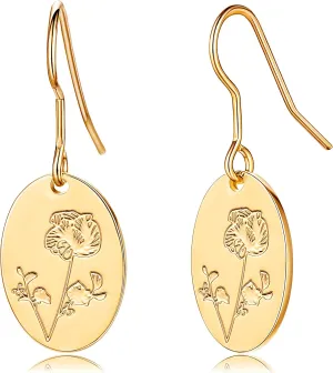 Moodear Trendy Gold Earrings for Women - Dainty Flower Dangle Earrings - Minimalist 14K Boho Hypoallergenic Statement Jewelry - Birthday Gift for Her