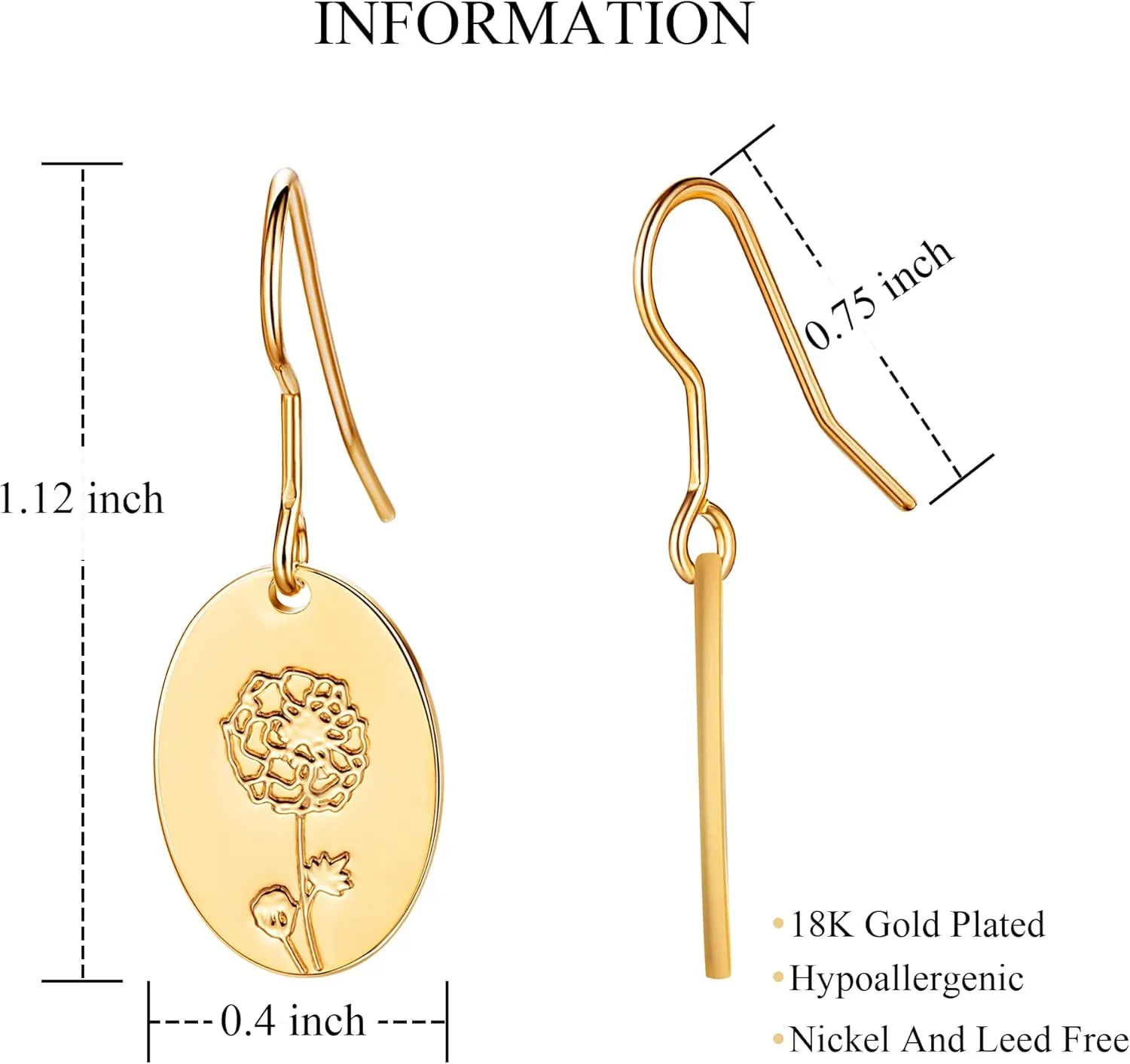 Moodear Trendy Gold Earrings for Women - Dainty Flower Dangle Earrings - Minimalist 14K Boho Hypoallergenic Statement Jewelry - Birthday Gift for Her