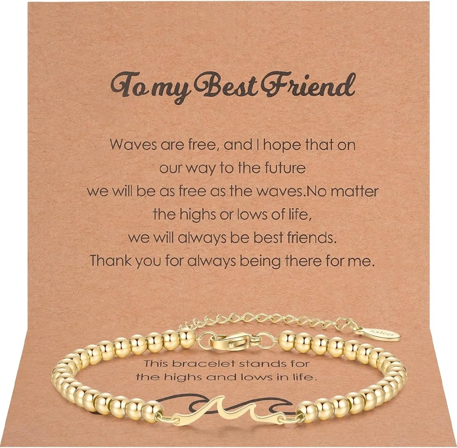 morniface Wave Bracelet for Best Friend Bestie Soul Sister Birthday Gifts, Daughter Bracelets, Mothers Day Gifts