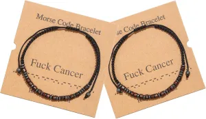Morse Code Bracelet, Vintage Promise Distance Friendship Bracelets Hand Made Beads String Rope Bracelet for Women Men Friend Couples(Cancer 2Pcs)