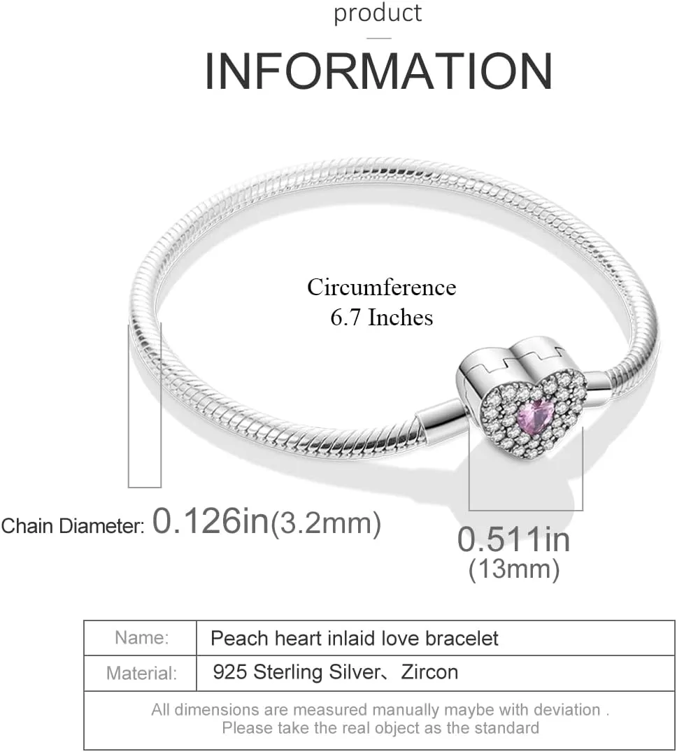 MULA 925 Sterling Silver Snake Chain Charm Bracelet Butterfly Sunflower Heart with 5A Cubic Zirconia Bracelets for Women