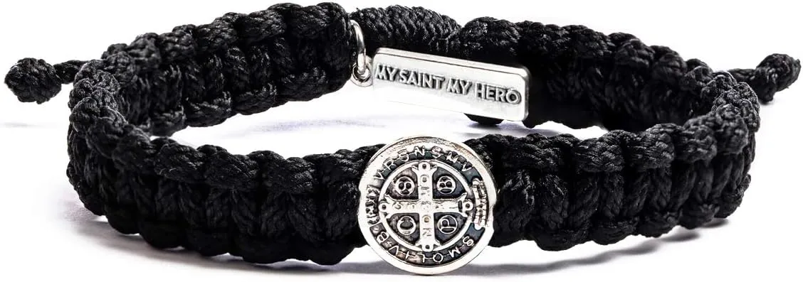 My Saint My Hero Benedictine Blessing Bracelets  Handwoven Spiritual Protection with Medals Hand-Cast In Italy at Sacred Site