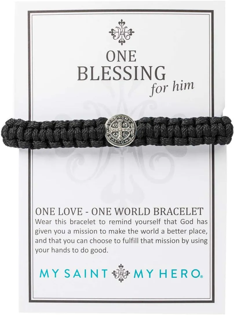 My Saint My Hero Benedictine Blessing Bracelets  Handwoven Spiritual Protection with Medals Hand-Cast In Italy at Sacred Site