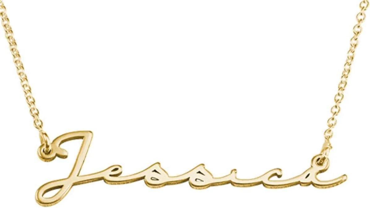 MYKA - Signature Style Name Necklace - Custom Your Own - Gift for Christmas, Birthday - Jewelry for Her, Women (JESSICA: 18k Gold Plated)